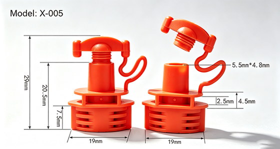 Food Grade Plastic Twist Spout Cap with Tether Loop, Stand Up Pouch Spout for Liquid, Cosmetic & Beverage Packaging