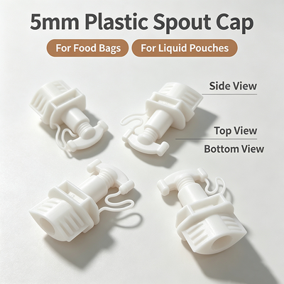 Reusable Twist Top Pouch Spout Nozzle, Food Grade Leak Proof Flexible Packaging Spout With Anti-Lost Tether Tab For Liquid Squeeze Pouches
